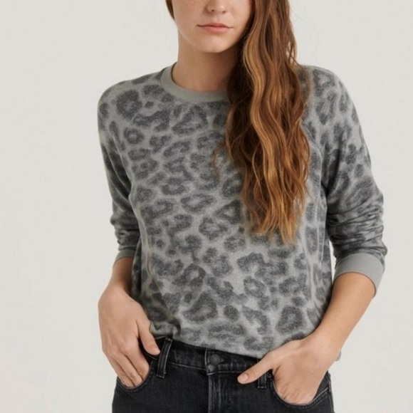 Lucky Brand Sweaters - Lucky Brand Leopard Print Gray Sweater